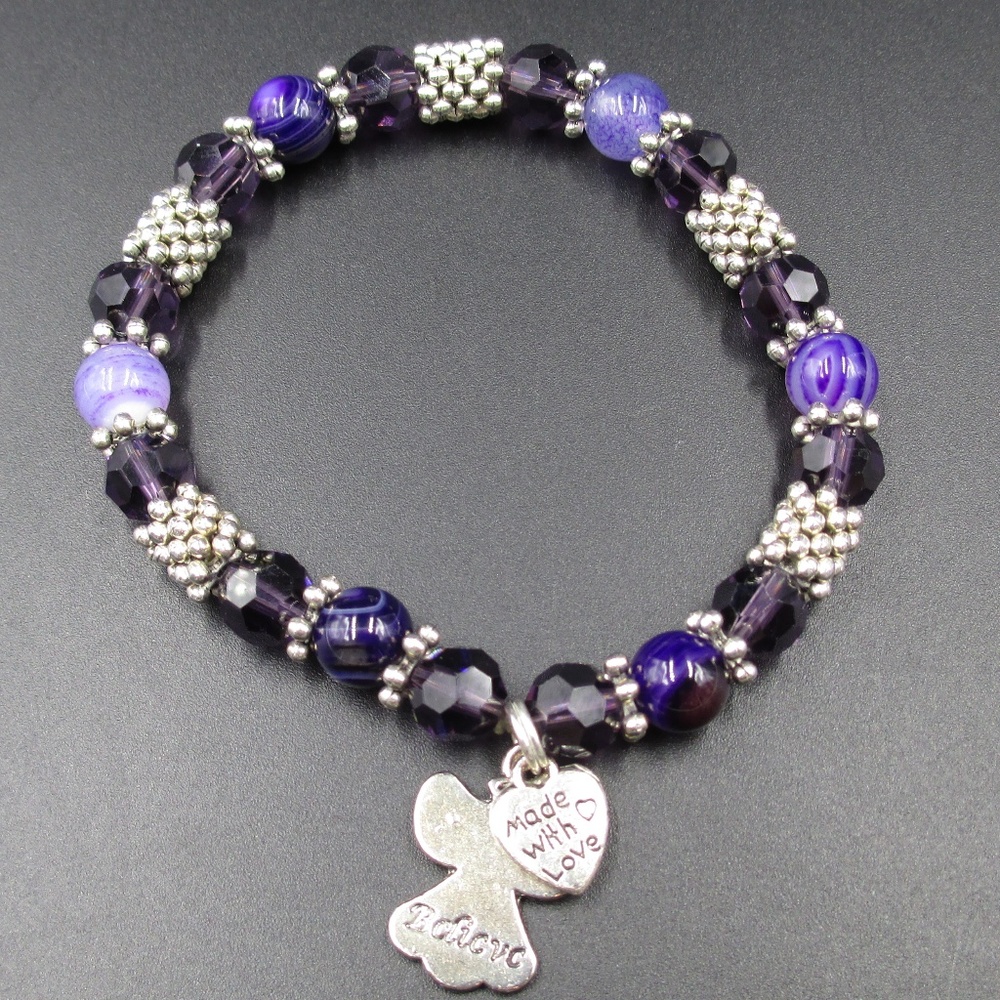 Plastic & Glass Beads Made With Love  Bracelet